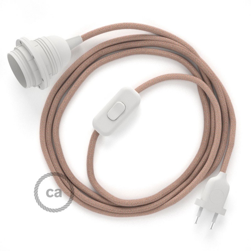 SnakeBis cableado con portalámpara cable textil ZigZag Rosa Antico RD71