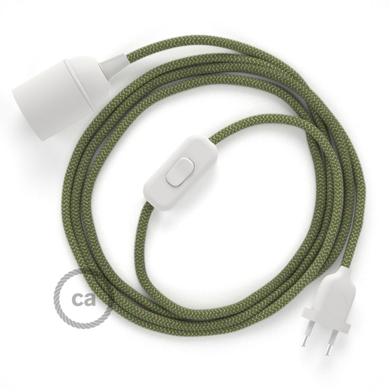 SnakeBis cableado con portalámpara cable textil ZigZag Verde Tomillo RD72