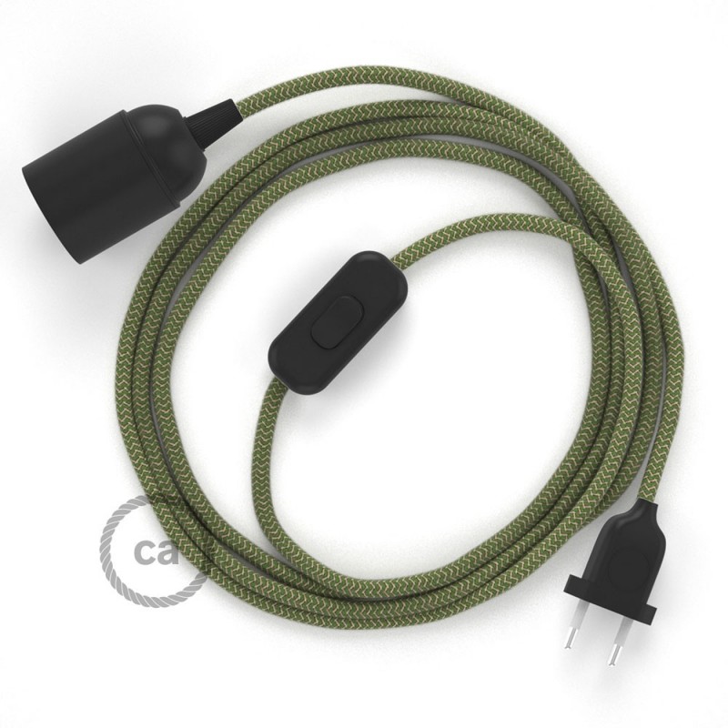 SnakeBis cableado con portalámpara cable textil ZigZag Verde Tomillo RD72