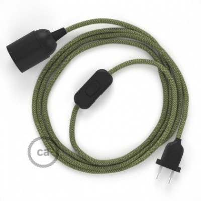 SnakeBis cableado con portalámpara cable textil ZigZag Verde Tomillo RD72