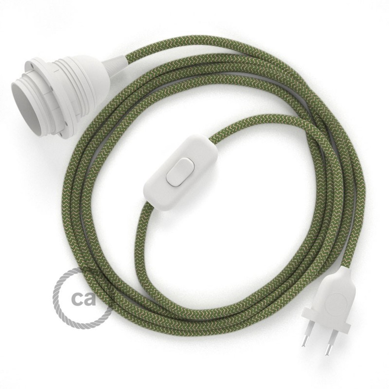SnakeBis cableado con portalámpara cable textil ZigZag Verde Tomillo RD72