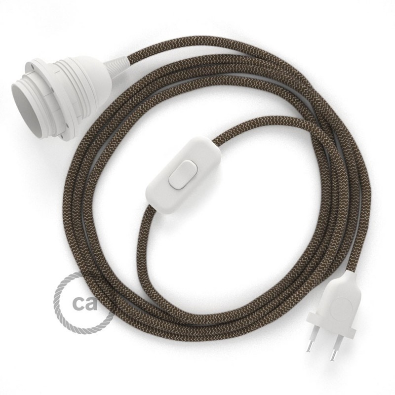 SnakeBis cableado con portalámpara cable textil ZigZag Corteza RD73