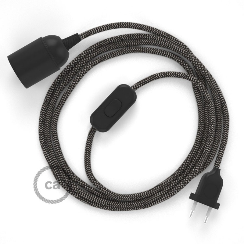 SnakeBis cableado con portalámpara cable textil ZigZag Antracita RD74