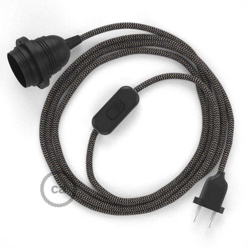 SnakeBis cableado con portalámpara cable textil ZigZag Antracita RD74