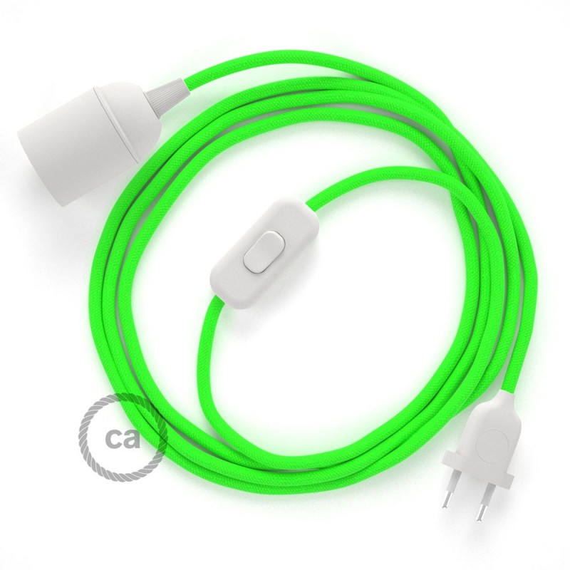 SnakeBis cableado con portalámpara cable textil Verde Fluo RF06