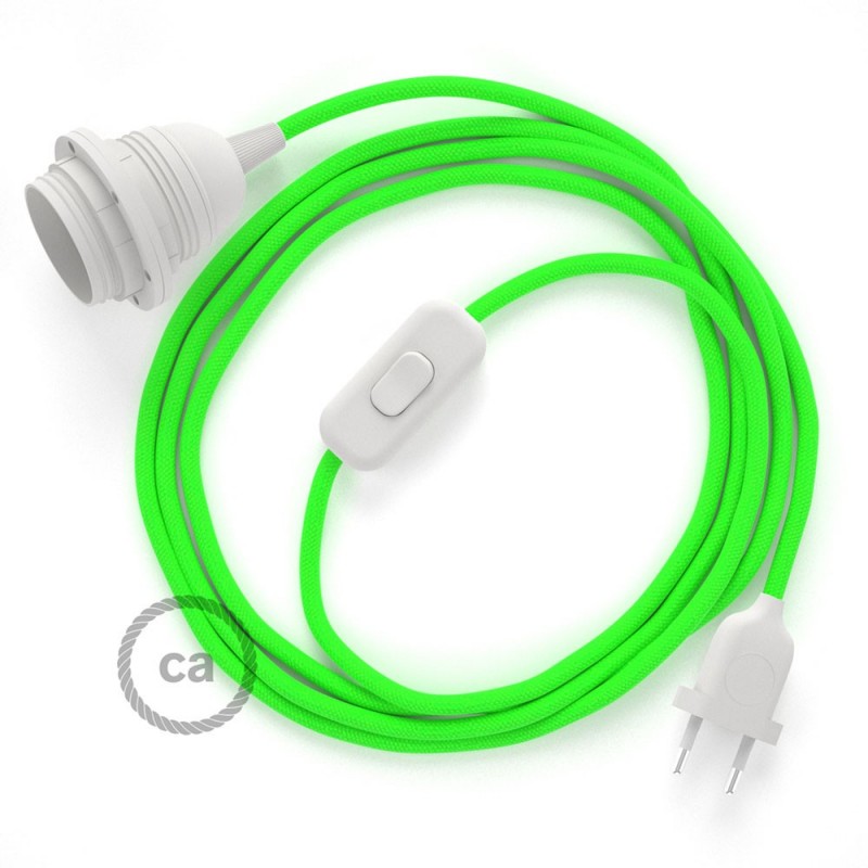 SnakeBis cableado con portalámpara cable textil Verde Fluo RF06