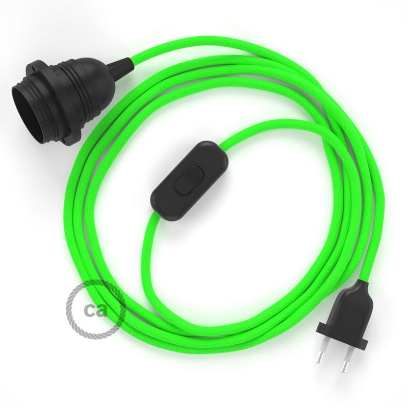 SnakeBis cableado con portalámpara cable textil Verde Fluo RF06