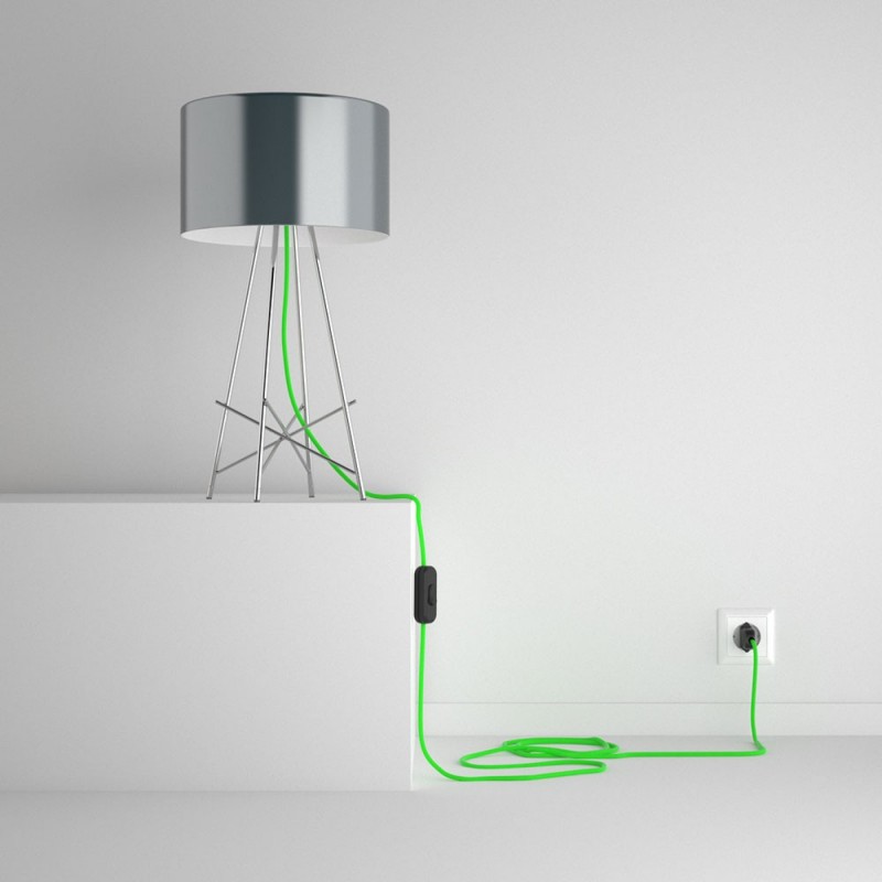 SnakeBis cableado con portalámpara cable textil Verde Fluo RF06