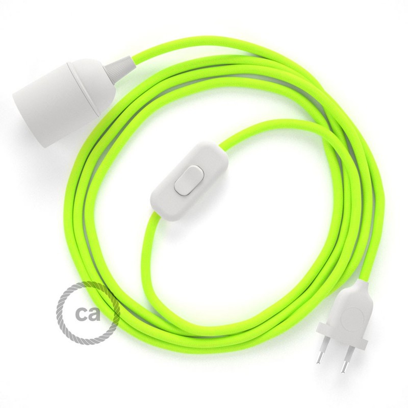 SnakeBis cableado con portalámpara cable textil Amarillo Fluo RF10