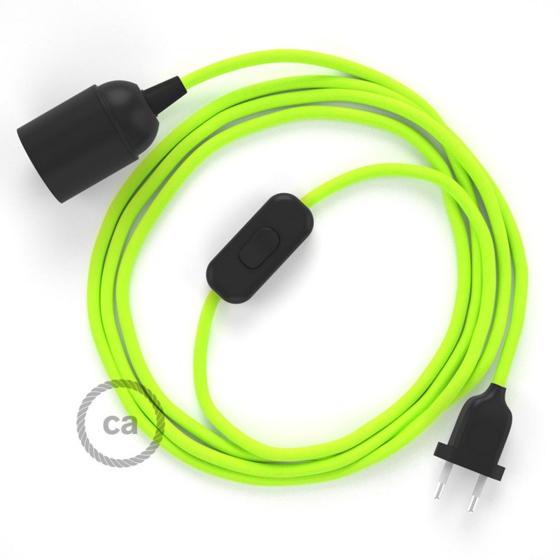 SnakeBis cableado con portalámpara cable textil Amarillo Fluo RF10