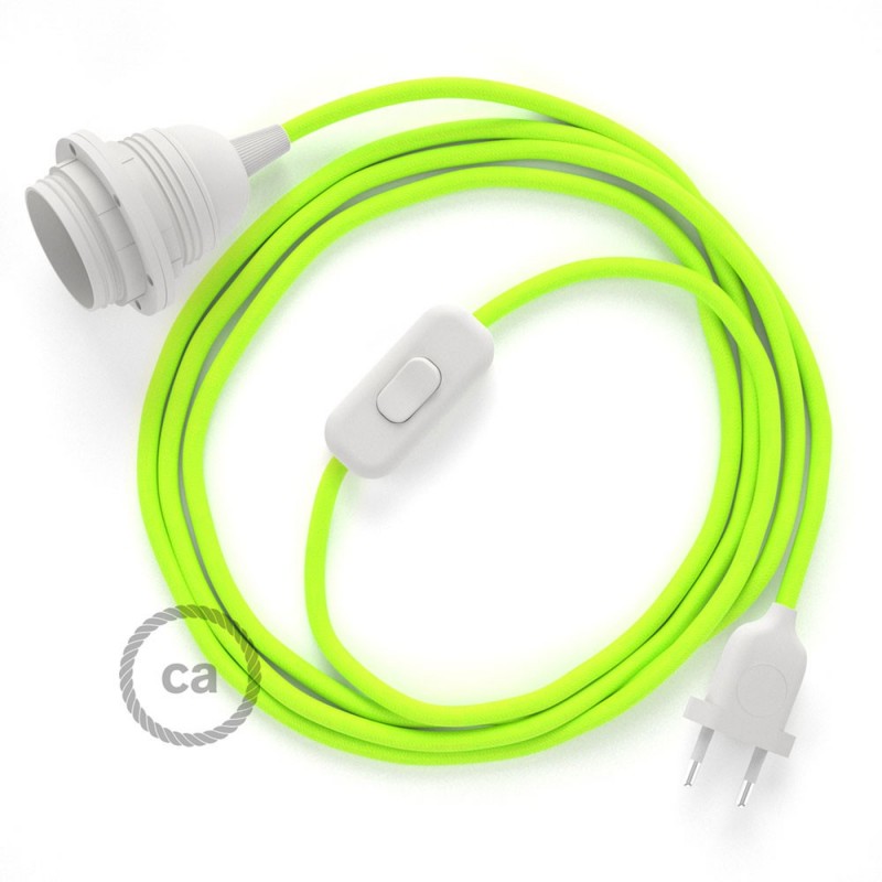 SnakeBis cableado con portalámpara cable textil Amarillo Fluo RF10