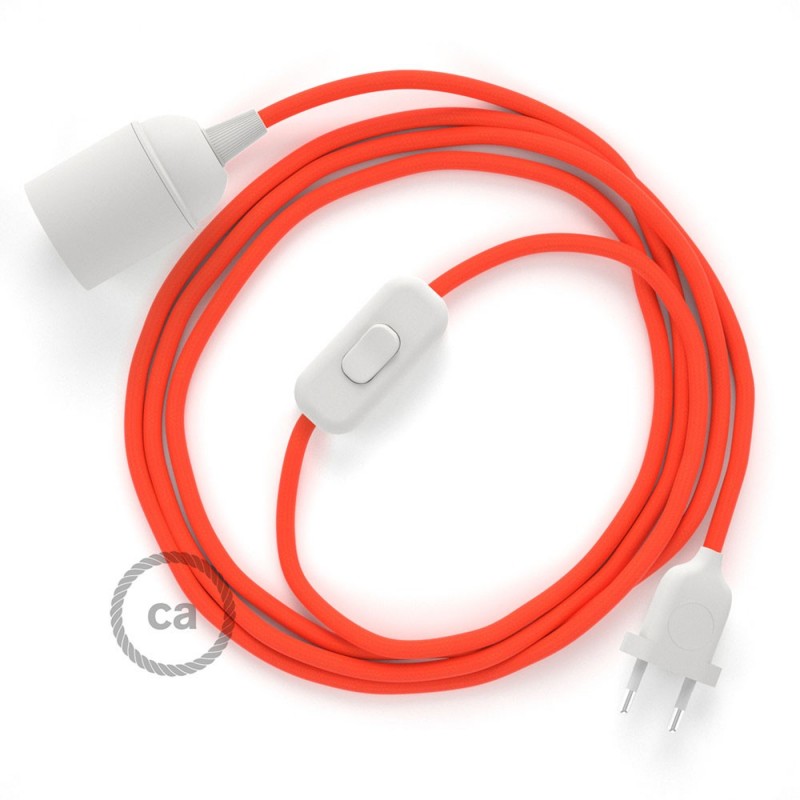 SnakeBis cableado con portalámpara cable textil Naranja Fluo RF15