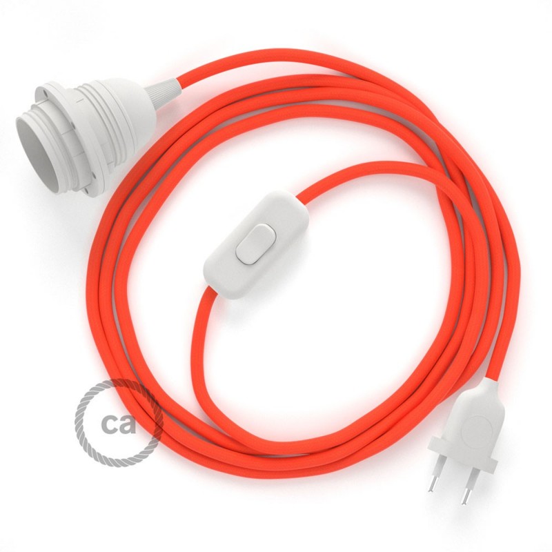 SnakeBis cableado con portalámpara cable textil Naranja Fluo RF15
