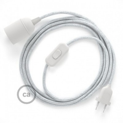 SnakeBis cableado con portalámpara cable textil Blanco Glitter RL01