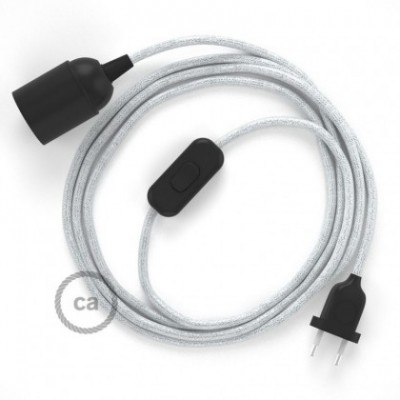 SnakeBis cableado con portalámpara cable textil Blanco Glitter RL01