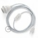 SnakeBis cableado con portalámpara cable textil Blanco Glitter RL01