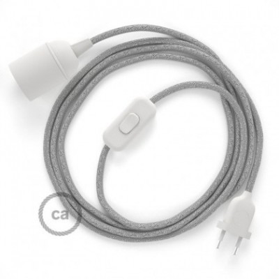 SnakeBis cableado con portalámpara cable textil Plateado Glitter RL02