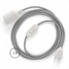 SnakeBis cableado con portalámpara cable textil Plateado Glitter RL02