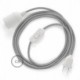 SnakeBis cableado con portalámpara cable textil Plateado Glitter RL02