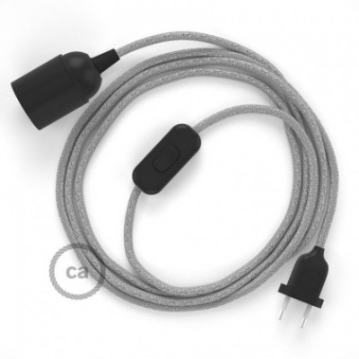 SnakeBis cableado con portalámpara cable textil Plateado Glitter RL02