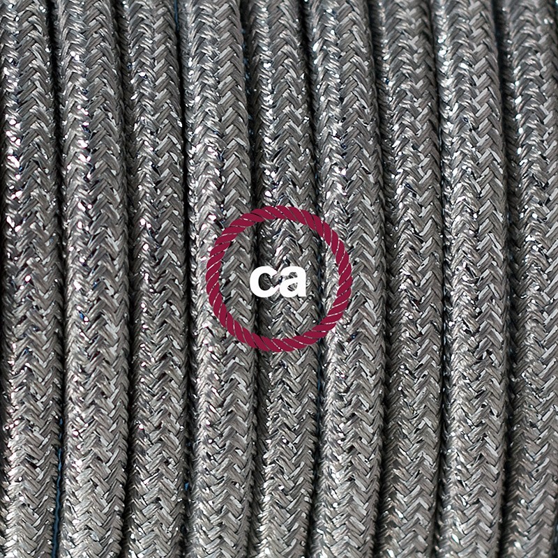 SnakeBis cableado con portalámpara cable textil Plateado Glitter RL02