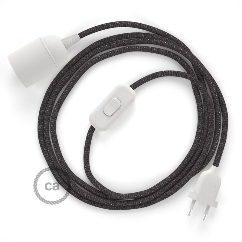 SnakeBis cableado con portalámpara cable textil Gris Glitter RL03