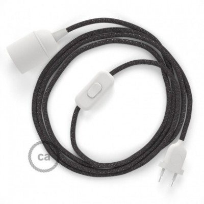 SnakeBis cableado con portalámpara cable textil Gris Glitter RL03