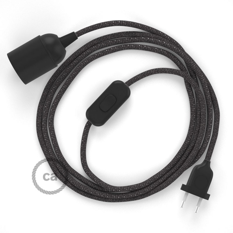 SnakeBis cableado con portalámpara cable textil Gris Glitter RL03