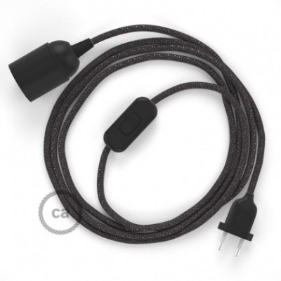 SnakeBis cableado con portalámpara cable textil Gris Glitter RL03