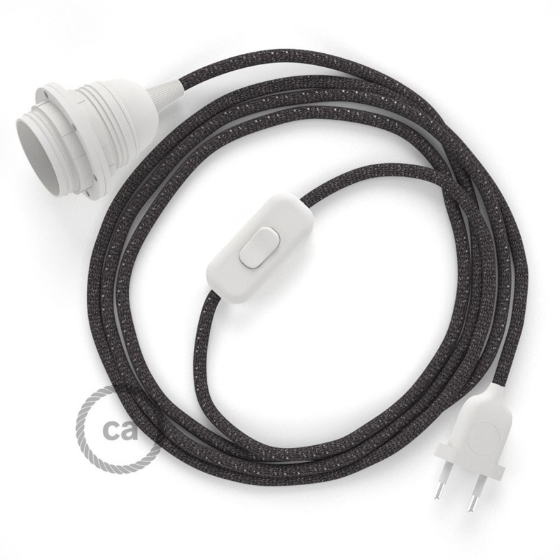 SnakeBis cableado con portalámpara cable textil Gris Glitter RL03