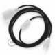 SnakeBis cableado con portalámpara cable textil Negro Glitter RL04