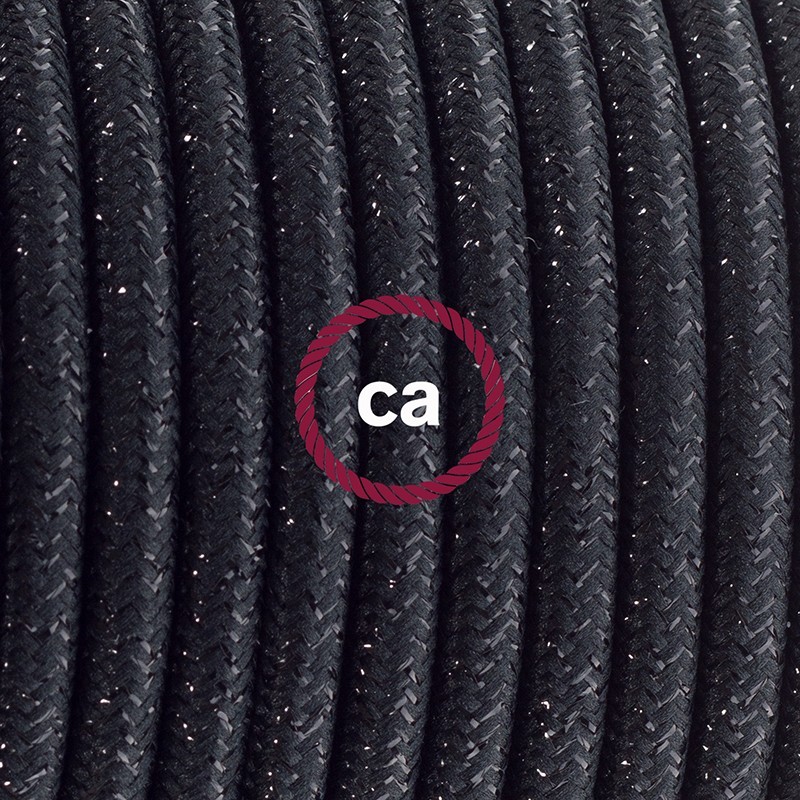 SnakeBis cableado con portalámpara cable textil Negro Glitter RL04