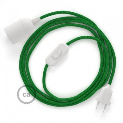 SnakeBis cableado con portalámpara cable textil Verde Glitter RL06