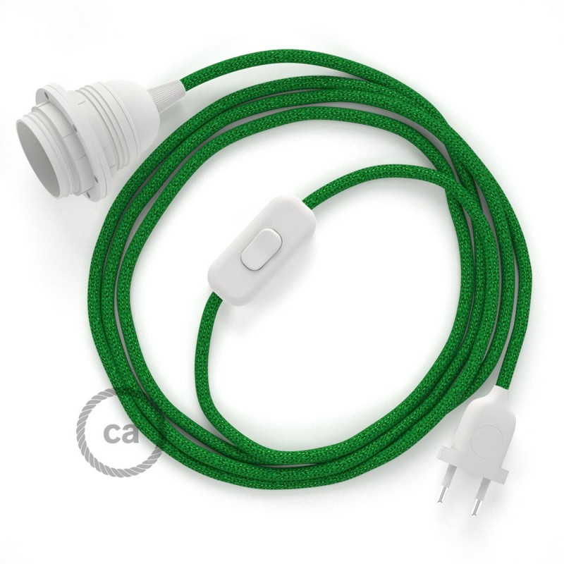 SnakeBis cableado con portalámpara cable textil Verde Glitter RL06