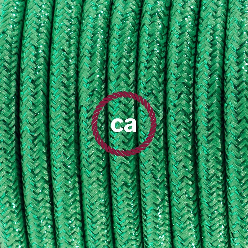 SnakeBis cableado con portalámpara cable textil Verde Glitter RL06
