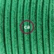 SnakeBis cableado con portalámpara cable textil Verde Glitter RL06