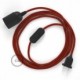 SnakeBis cableado con portalámpara cable textil Rojo Glitter RL09