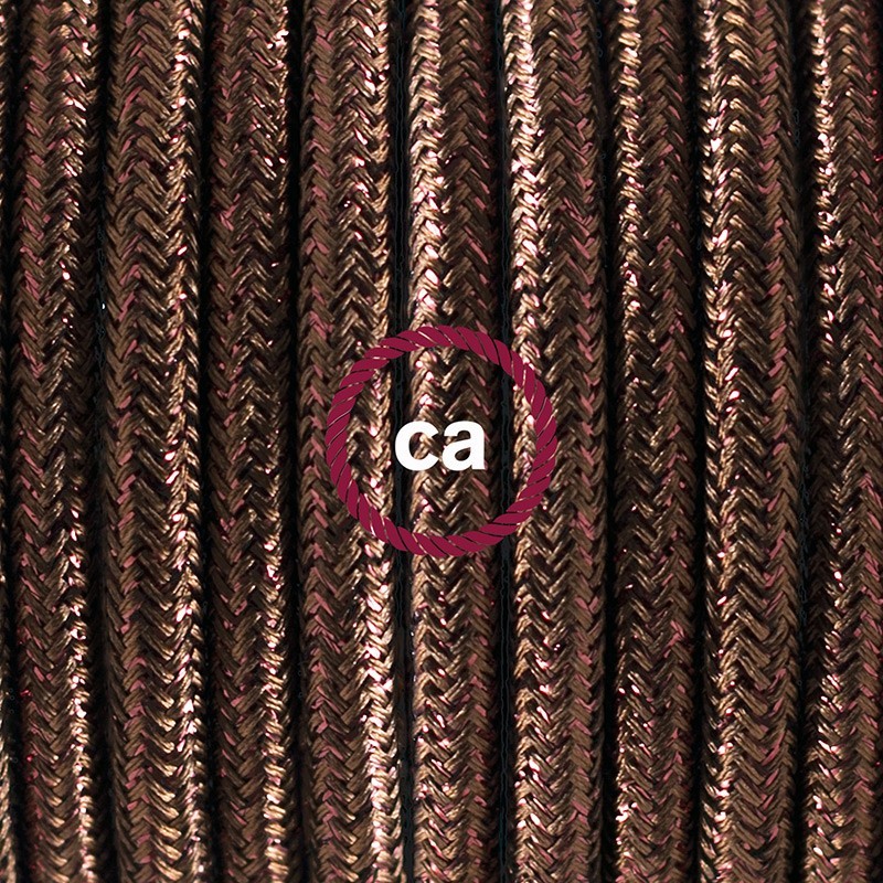 SnakeBis cableado con portalámpara cable textil Marrón Glitter RL13
