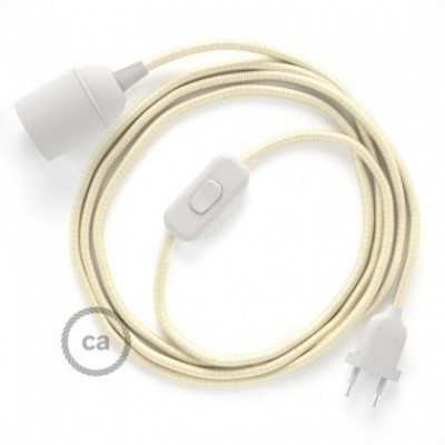SnakeBis cableado con portalámpara cable textil Marfil en tejido Efecto Seda RM00
