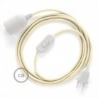 SnakeBis cableado con portalámpara cable textil Marfil en tejido Efecto Seda RM00