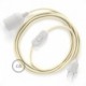 SnakeBis cableado con portalámpara cable textil Marfil en tejido Efecto Seda RM00