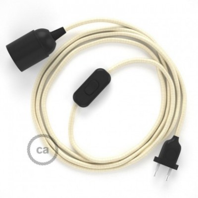 SnakeBis cableado con portalámpara cable textil Marfil en tejido Efecto Seda RM00