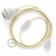 SnakeBis cableado con portalámpara cable textil Marfil en tejido Efecto Seda RM00