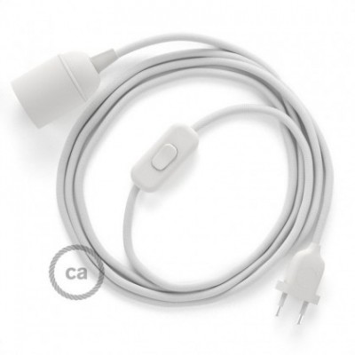 SnakeBis cableado con portalámpara cable textil Blanco en tejido Efecto Seda RM01