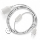 SnakeBis cableado con portalámpara cable textil Blanco en tejido Efecto Seda RM01