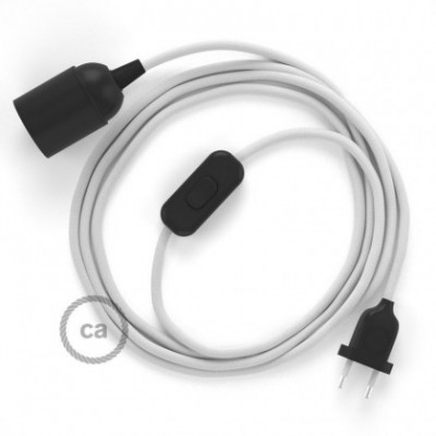 SnakeBis cableado con portalámpara cable textil Blanco en tejido Efecto Seda RM01