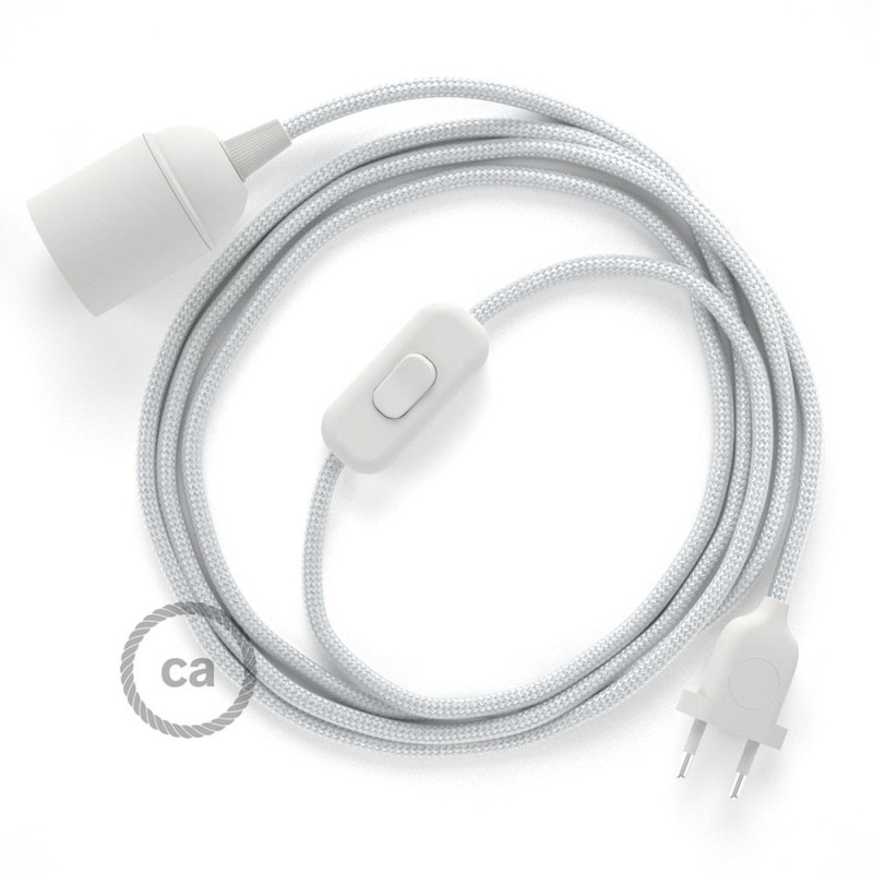 SnakeBis cableado con portalámpara cable textil Plateado en tejido Efecto Seda RM02