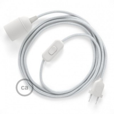 SnakeBis cableado con portalámpara cable textil Plateado en tejido Efecto Seda RM02