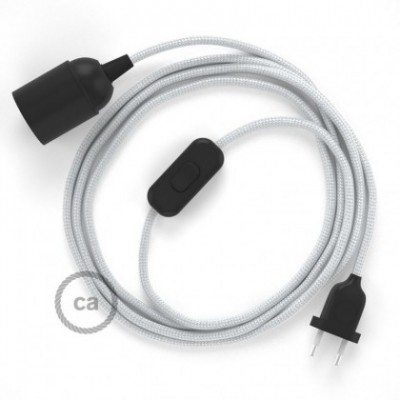 SnakeBis cableado con portalámpara cable textil Plateado en tejido Efecto Seda RM02