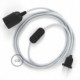 SnakeBis cableado con portalámpara cable textil Plateado en tejido Efecto Seda RM02